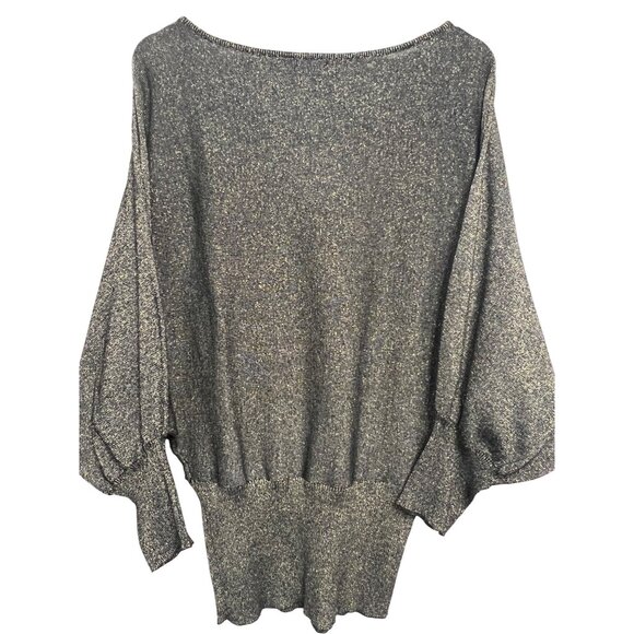 Red Paint Women Metallic Gold Gray Large Knit Sweater Cotton & Lurex Sparkly - Picture 14 of 16